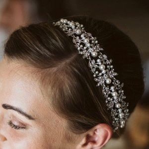 Swarovski crystal ivory pearl Hairpiece Comb bridal wedding accessory Hair piece